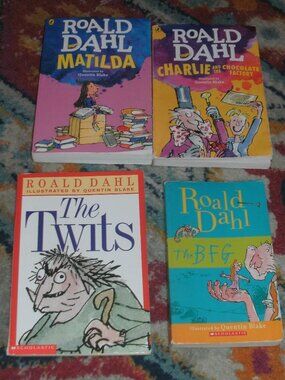 4 Roald Dahl Paperback Books TWITS ~ BFG ~ MATILDA ~ CHARLIE & CHOCOLATE FACTORY